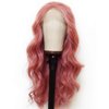 ANDRIA Pink Wigs Pink Lace Front Wigs Long Body Wave Glueless Natural Wave Transparent lace Wig Synthetic Heat Resistant Fiber Hair Wig Pre Plucked With Baby Hair For Women