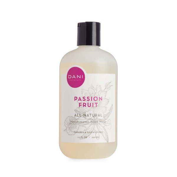 Moisturizing Body Wash by DANI Naturals - Juicy Passion Fruit Scented - Organic Aloe Vera & Natural Glycerin - Paraben & Sulfate Free Shower Gel - 12 Ounce Bottle