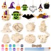 JellyArch 36 Pcs Wood Cutouts Crafts for Kids, Halloween Blank Unfinished Wooden Shapes Slices, DIY Crafts Paint Ornaments Hanging Embellishment for Boys Girls School Home Party Decorations