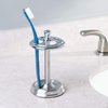 iDesign Steel Toothbrush Holder Stand The York Collection – Four Divided Compartments, 3.25” x 3.25” x 5.75”, Brushed Nickel & Polished Chrome