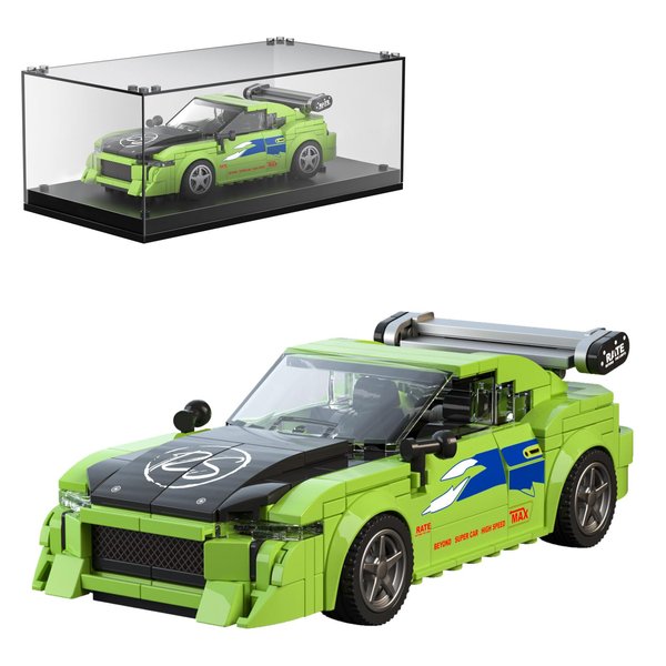 Mould King Speed Champion Eclipsecross JDM Car Building Toys with Acrylic Display Case Model Race Car Toy Building Blocks Kit 27033 Collectible Racing Vehicle Set for Kids Age 8+ Teens Adults