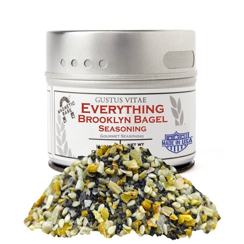 Everything Bagel Seasoning | Gourmet Spice Mix | Artisanal Seasoning | Non GMO, Made in USA | 1.9 oz | All Natural | Small Batch | Magnetic Tin | Gustus Vitae