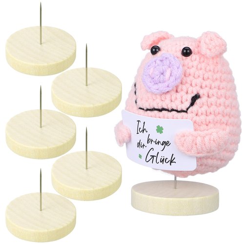 Homoyoyo 6 Set Doll Stands Display Holder Crochet Doll Stand Doll Display Needle Base Support Display Holder Portable Action Stand Figures Wood Doll Showcase Single Needle