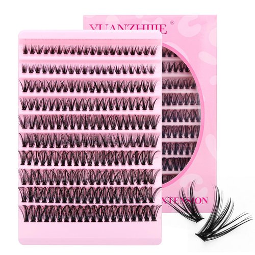 DIY Lash Extension Fluffy Soft Lash Clusters 50D D Curl 8-16mm MIX Soft and Lightweight for DIY Wispy Eyelashes Cluster Extensions at Home (0.07-D-Mix-60)
