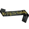 NAUXIUDSJS 21st Birthday Sash, Birthday Sash for Girls,Birthday Princess 21st Birthday Gifts Decorations for Happy 21st Birthday Party Favor Supplies,Black Gold