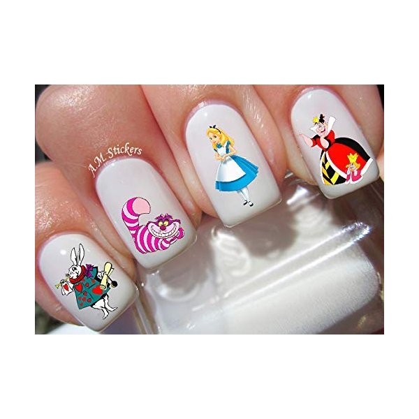 Alice in Wonderland Water Nail Art Transfers Stickers Decals - Set of 43 - A1259