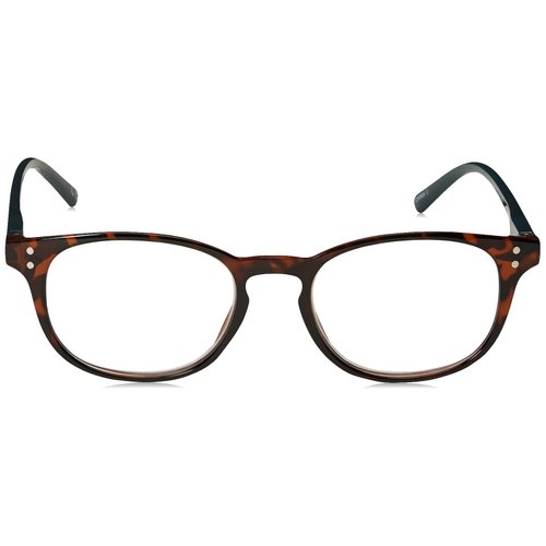 Foster Grant Women's Elodie Round Reading Glasses, Brown Tortoise/Transparent, 59 mm + 2.5
