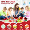 FunMission 134 Pcs Toy Kitchen Accessories, Pretend Cooking Toys with BBQ Grill, Pressure Cooker, Kettle, Pots, Pans, Kitchen Playset for Cutting Play Food, Christmas Birthday Present for Boys Girls