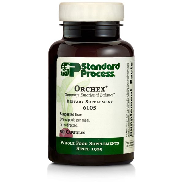 Standard Process Orchex - Whole Food Nervous System Supplements, Cholesterol, Mental Clarity and Emotional Support with Soy Protein, Ascorbic Acid, Calcium Lactate, Wheat Germ, and More - 90 Capsules