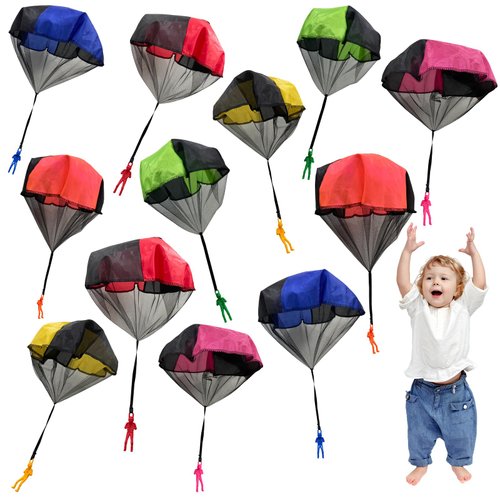 Jgalnim 12PCS Parachute Toy,Tangle Free Outdoor Flying Parachute Men,Outdoor Hand Throw Parachute Flying Toys for Easter Basket Stuffers Spring Children's Day Kids Party Favors,6 Colors