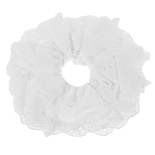 White Hair Ties for Women - Hair Scrunchies Girls White Lace Design - Premium Fabric Ponytail Hol...