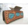 Generic Long brown faux leather effect turquoise blue native tribal hair claw clip