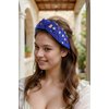 Gmmidea 4th of July Headband for Women Girls American Flag Jeweled Knotted Headband Rhinestone Star Flag Patriotic Headband Wide Top Cute Independence Day Hair Band A-Blue