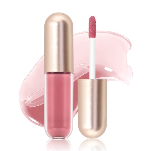 KISSIO Plumping Lip gloss,Glossy and Cool,Make Lips Plump and Moisturizing,Lip Gloss contains Peppermint and Beeswax,Cruelty Free,0.19 oz,02 Fig tea