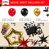 Movie Night Themed Balloon Garland Arch Set 119pcs Red Black Gold with Mylar Camera Stars Popcorn Movie Clapperboard Balloons for Birthday Movie Theme 2025 Graduation Party Decorations