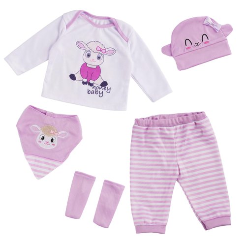BABESIDE 5 PCS Reborn Baby Doll Clothes for 17-22 Inch Baby Dolls Outfit Accessories Set Girls Baby Clothing with Hat, Purple
