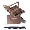 Eyebrow Powder Kit-2 Colors Soft Eye Brow Tinted Powder Palette, Waterproof & Long Lasting Natural Gray Brown Brow, Professional Eyebrow Contour Makeup Set for Women with Mirror Brow Brush & Razor-2#