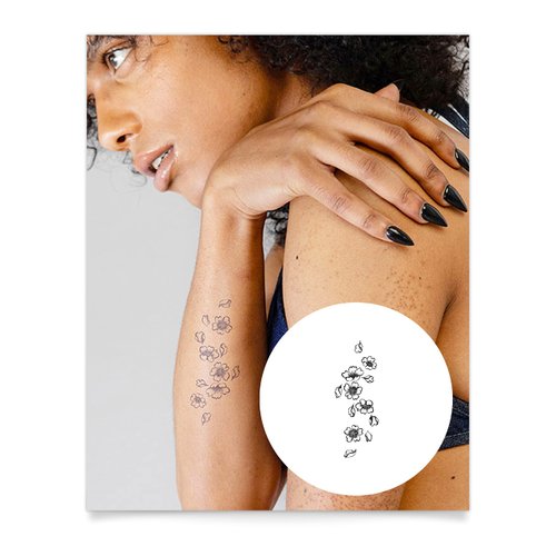 Inkbox Temporary Tattoos, Semi-Permanent Tattoo, One Premium Easy Long Lasting, Water-Resistant Temp Tattoo with For Now Ink - Lasts 1-2 Weeks, Falling Blossoms, 5 x 2 in