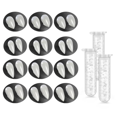 Tavery Vampire Fangs Cosplay Dentures Halloween-Pellets 12 Pairs Fake Teeth Props, Anime Party Dress Up Costume Masquerade Accessory Gift for Christmas Party