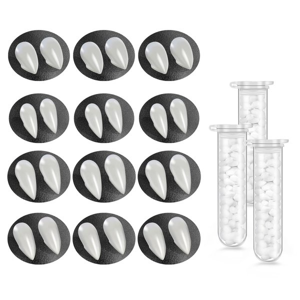 Tavery Vampire Fangs Cosplay Dentures Halloween-Pellets 12 Pairs Fake Teeth Props, Anime Party Dress Up Costume Masquerade Accessory Gift for Christmas Party