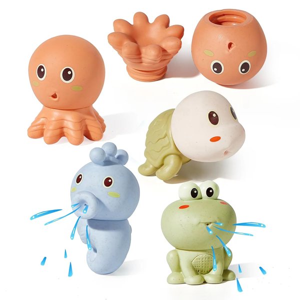 AMCHSURI Mold Free Animal Bath Toys for Toddlers/ Infants 6 - 12- 18 Months, Non Toxic Baby Bath Toys, Bath Toys for Kids Ages 1-3