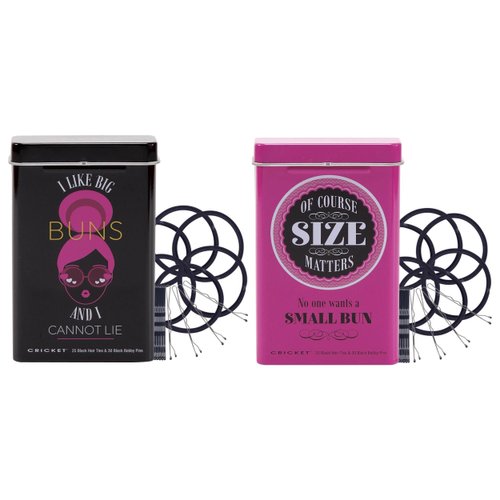 Cricket Hair Tins 2 Piece Set with 25 Non Metal Hair ties and 30 Bobby Pins, 55 CT ea, On the Go,...