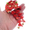 Japanese Style Women Flower Hair Clip Tassel Hair Ornament, Kimono Decor Fabric Hanfu Hairpin Accessories For Christmas Party Costume Gift (Red)