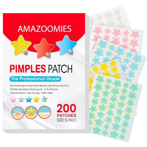 Amazoomies Pimple Patches for Face, Hydrocolloid Acne Patch for Covering Zits and Blemishes with Tea Tree Oil, Spot Stickers for all Types of Face and Skin, 3 Sizes(10mm, 12mm & 14mm) 200 Count