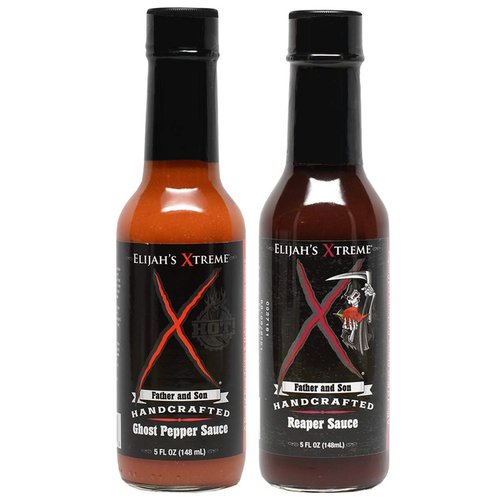 Elijah's Xtreme Carolina Reaper Hot Pepper Sauce with Sweet Black Cherries, Cranberries and Kentucky Bourbon (5 oz) (2-Pack) (Xtreme Ghost Pepper and Carolina Reaper)