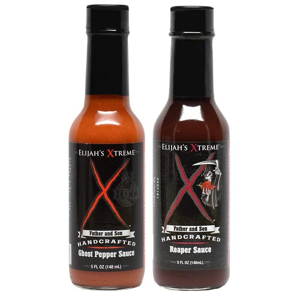 Elijah's Xtreme Carolina Reaper Hot Pepper Sauce with Sweet Black Cherries, Cranberries and Kentucky Bourbon (5 oz) (2-Pack) (Xtreme Ghost Pepper and Carolina Reaper)