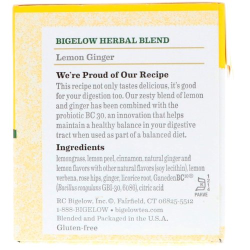 Bigelow Tea Herbal Tea Plus Probiotics Lemon Ginger - 18 Tea Bags2