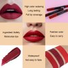 evpct DNM 3Pcs Dark Ruby Deep Red Matte Lipstick and Lip Crayon Sticks Liner Pencil Set Red Matte Lip Liner and Liquid Stay on Lipstick 10&11&18