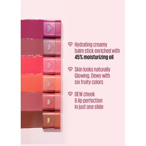 Kaja Dewy Bar - Creamy Multi-Stick Blusher & Lip Balm, Korean Cream Blush Stick for Cheeks and Lips, 45% Moisturizing Oil, Apple Extract, Vitamin-Hyaluronic Acid Infused, 04 Fig Smoothie Sorbet,10g