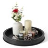 FRTIM Black Decorative Serving Round Tray, Black Metal Decor Tray for Home Decor Coffee Dining Table Centerpiece Farmhouse Kitchen Countertop（11.4 Inches