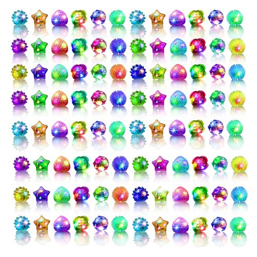 OLUPP 48 Pack LED Light Up Rings, Glow in the Dark Party Supplies, 6 Style Flashing Glow in the Dark Rings for Adults & Kids Birthday Party Favors,Classroom Prizes,Concert,Goodie Bag Fillers, Raves