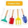 Beach Toys for Kids, 4 Pcs 8'' Sand Snow Toys Set Metal Garden Tools with Sturdy Wooden Handle, Gardening Equipment Fork, Rake, Flat Shovel & Pointed Shovel,Gifts for Children