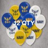 U.S. Navy Party Balloons (12 pcs)! 12” Latex balloons in Navy, White & Yellow with contrasting print on 2 sides. Officially Licensed with U.S. Navy! Made in Italy. by Havercamp
