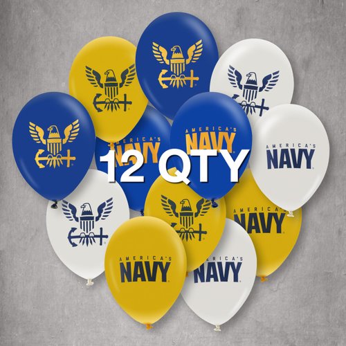 U.S. Navy Party Balloons (12 pcs)! 12” Latex balloons in Navy, White & Yellow with contrasting print on 2 sides. Officially Licensed with U.S. Navy! Made in Italy. by Havercamp