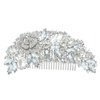EVER FAITH Bridal Hair Accessories Crystal 5 Inch Bridal Rose Flower Bouquet Hair Side Comb Clear Silver-Tone For Women