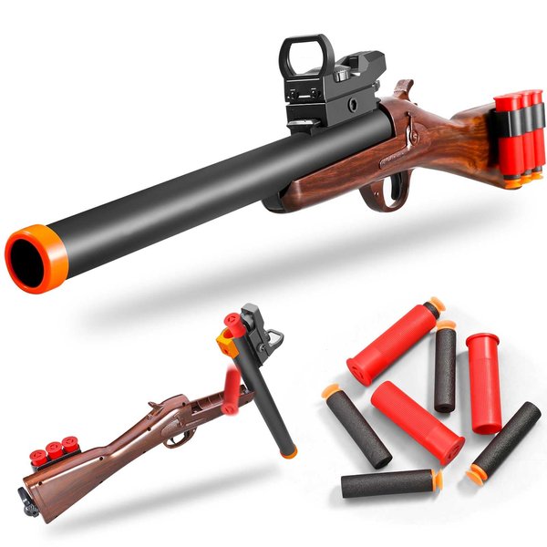 Toy Shotgun Shell ejecting Soft Bullet foam blasters pellet Ball realistic dart gun Sniper Rifle with scope cool stuff that look real Shooting Game for year old kids boys toys gift ideas (toy shotgun)