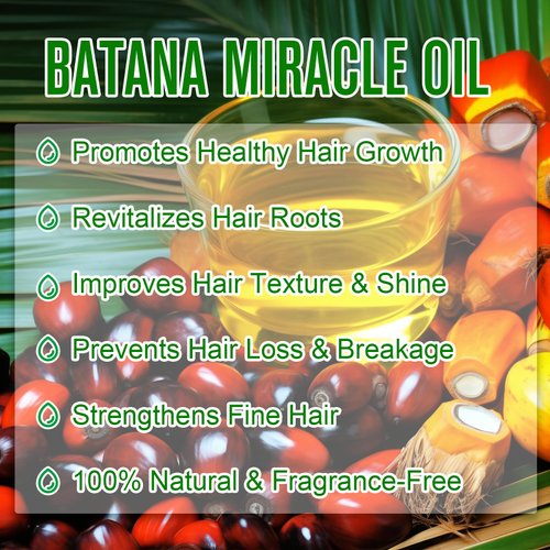 Batana Oil for Hair Growth.Rich in Essential Fatty Acids, Antioxidants, Vitamin E. Vegan Thickening, Moisturizing, Strengthening Serum For Women, Men. Scalp Treatment For Weak, Dry Hair 2.02 fl.oz