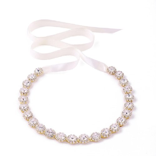 Gold Crystal Wedding Headband Bridal Headpiece Hair Accessories for women and Girls