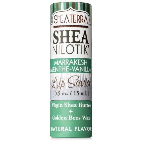 Shea Terra Organics E Lip Savior | Paraben Free Shea Butter Lip Balm - Premium Quality Natural Lip Moisturizer - Therapeutic Remedy for Dry Lips - 0.5 oz (Menthe Vanilla)