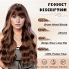 NOSTALGIA Long Brown Wigs with Bangs 26 Inches Curly Wavy Wig for Women Brown Mixed Blonde Highlight Wig Synthetic Wigs for Girls Daily Party Use