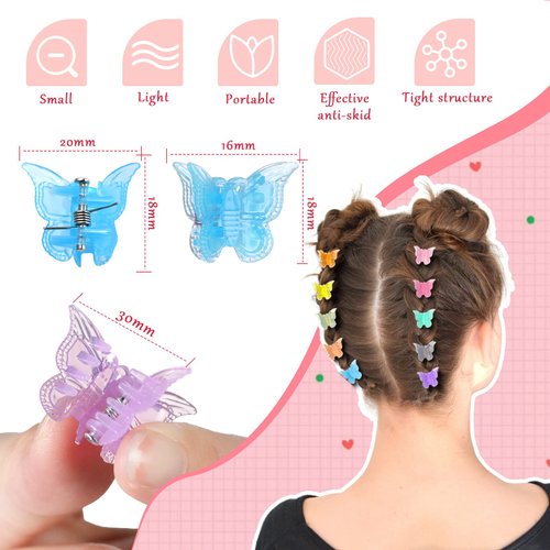 100 Pieces Butterfly Hair Clips Butterfly Clips for Hair 90s Girls Butterfly Clips Mini Hair Clips Butterfly with Box Mini Butterfly Clips Cute Clips Hair Accessories for Women (Jelly Color)