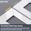 BESTTEN 3-Gang Screwless Wall Plate, USWP4 Off White Series, Decorator Outlet Cover, H4.69” x W6.54”, for Light Switch, Dimmer, USB, GFCI, Receptacle, 2 Pack