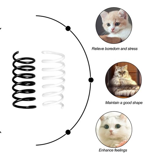 Andiker Cat Springs for Indoor Cats, 12Pc Cat Creative Toy to Kill Time&Keep Fit Interactive Cat Toy Black&White Springs Cat Toy for Biting(Black+White)