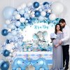 KATBUU Elephant Baby Shower Decorations for Boy Baby Balloon Garland Kit Elephant Theme It's a Boy Backdrop Tablecloth Cake Topper Kid Party Supplies Baby Boy Shower Decor