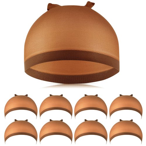 Wig Caps for Women, IKOCO 8Pcs Brown Wig Cap for Lace Front Wig Caps Bulk Stretch Nylon Stocking ...