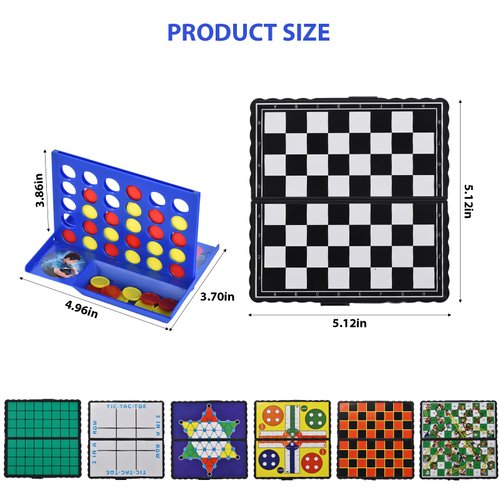 COLORGO 8-in-1 Mini Magnetic Chess Game Set with Portable Folding Magnet Board Pocket Games, Family Trips Camping Activities Party Games for Kids and Adults